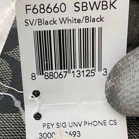 Bnwt Cellphone Wallet Coach Peyton Signature Universal Black/Gray Wristlet Pouch - Picture 9 of 9